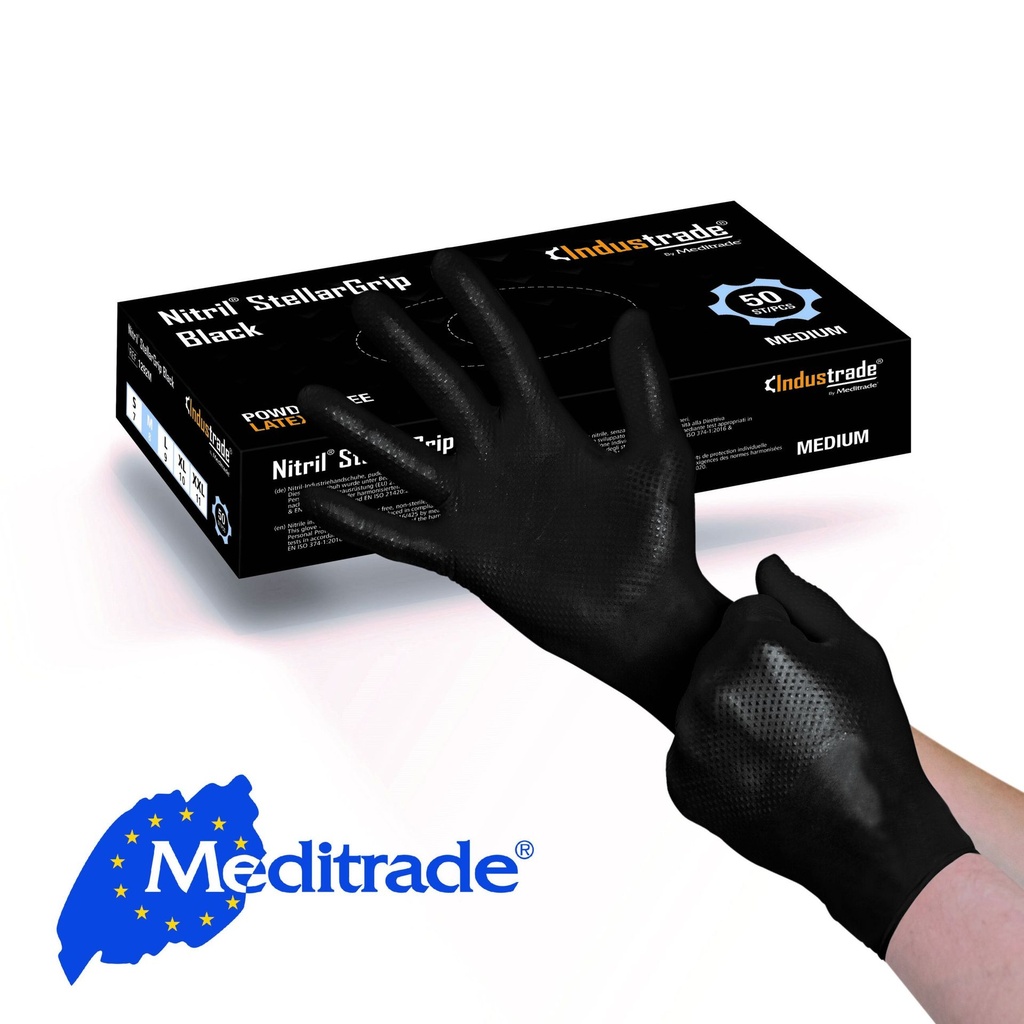 MEDITRADE NITRIL STELLARGRIP BLACK Einmal-Schutzhandschuhe